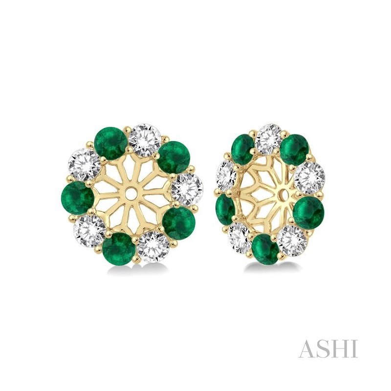 ASHI Gemstone & Diamond Earrings Jacket 65373PPFVEMYG
