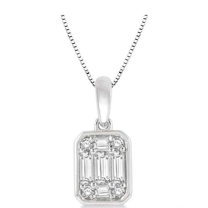 Parkplace Jewelers Emerald Shape Bezel Set Fusion Diamond Pendant 973A5PPFGPDWG