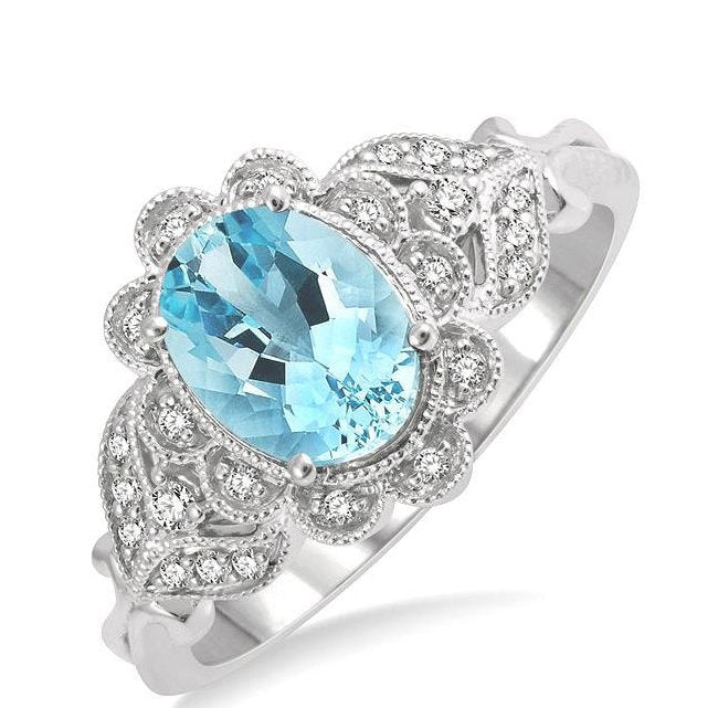 Parkplace Jewelers Oval Shape Gemstone & Diamond Ring 41108PPTSAQWG