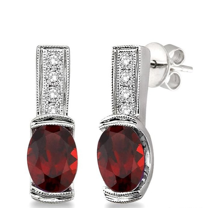 Parkplace Jewelers Silver Oval Shape Gemstone & Diamond Earrings 88469PPSSGTSLER