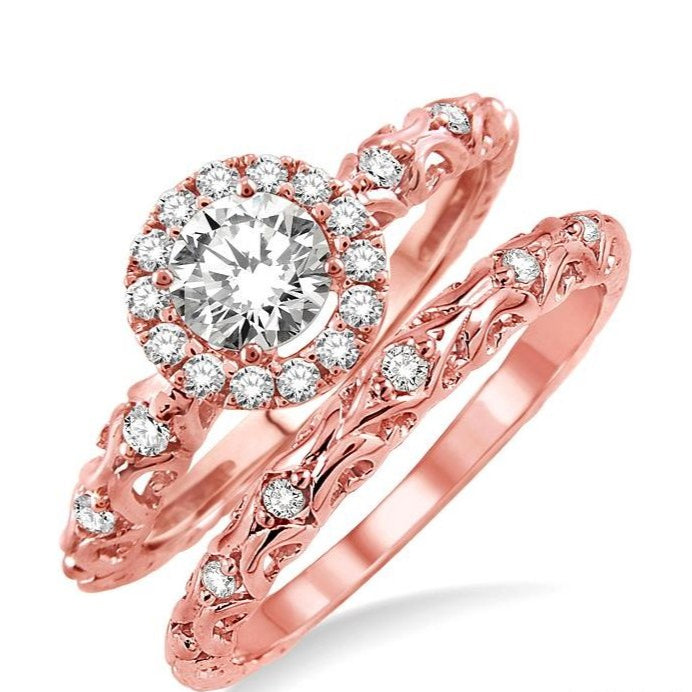 Parkplace Jewelers Round Shape Halo Diamond Wedding Set 22454PPFHPG-WS