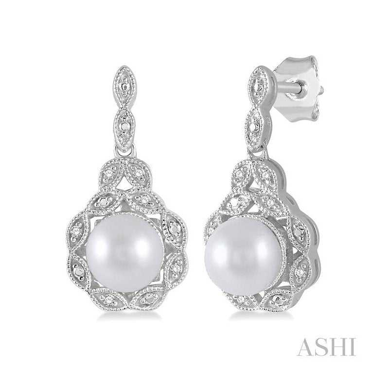 ASHI Silver Pearl & Diamond Earrings 88319PPSSSLER