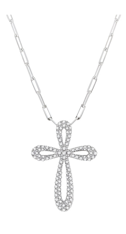 Parkplace Jewelers Pave-Set Cross Paper Clip Diamond Fashion Pendant 958B3PPFHPDWG