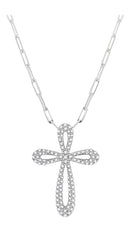 Parkplace Jewelers Pave-Set Cross Paper Clip Diamond Fashion Pendant 958B3PPFHPDWG