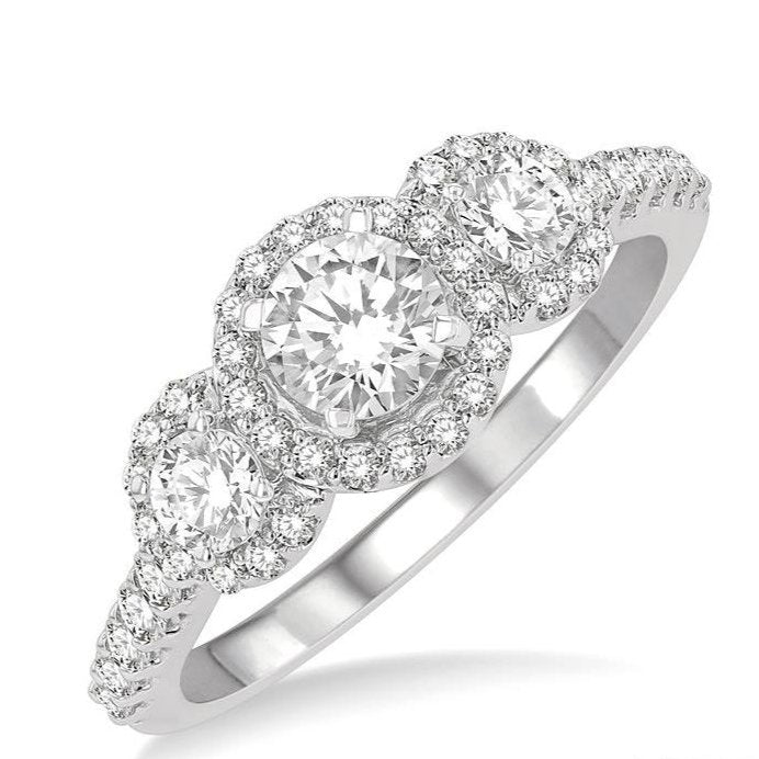 Parkplace Jewelers Round Shape Past Present & Future Halo Diamond Engagement Ring 246M1PPFHWG-LE