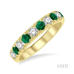 ASHI 11 Alternate Gemstone & Diamond Wedding Band 46503PPFGEMYG