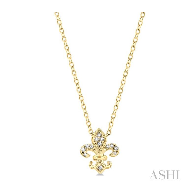 ASHI Fleur De Lis Petite Diamond Fashion Pendant 644C9PPTSPDYG