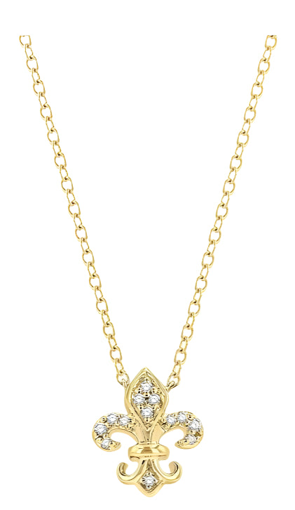 Parkplace Jewelers Fleur De Lis Petite Diamond Fashion Pendant 644C9PPTSPDYG