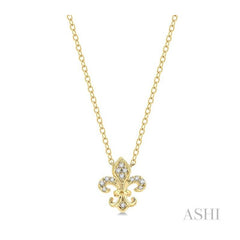 ASHI Fleur De Lis Petite Diamond Fashion Pendant 644C9PPTSPDYG