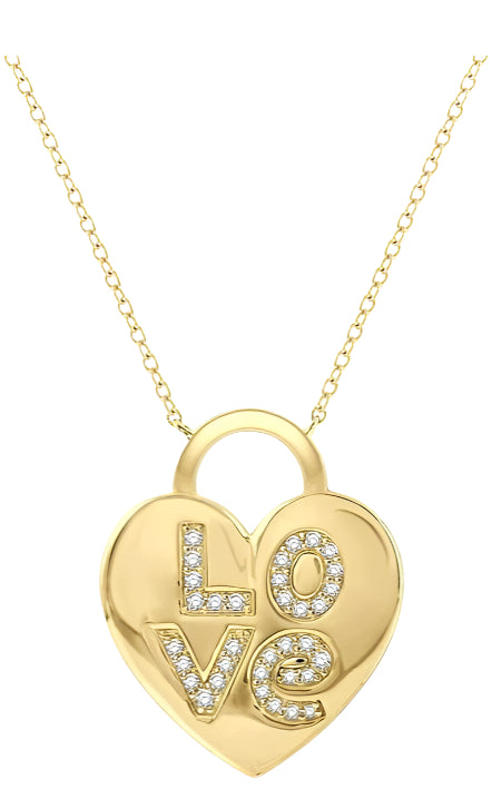 Parkplace Jewelers Heart & Lock Shape Diamond Fashion Pendant 914F8PPTSPDYG