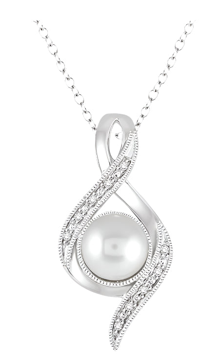 Parkplace Jewelers Silver Pearl & Diamond Pendant 88489PPSSSLPD