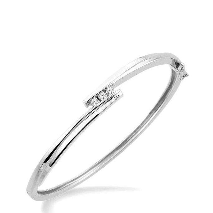 Parkplace Jewelers Silver 3 Stone Channel Set Diamond Fashion Bangle 85298PPSXSLBG