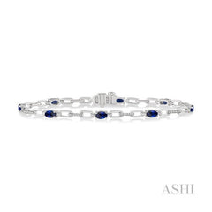 ASHI Oval Shape Gemstone & Diamond Bracelet 76270PPTSSPWG