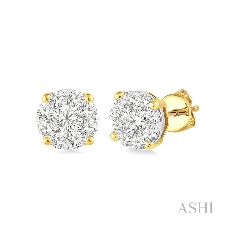 ASHI Round Shape Lovebright Essential Diamond Stud Earrings 91753PPFVERYW