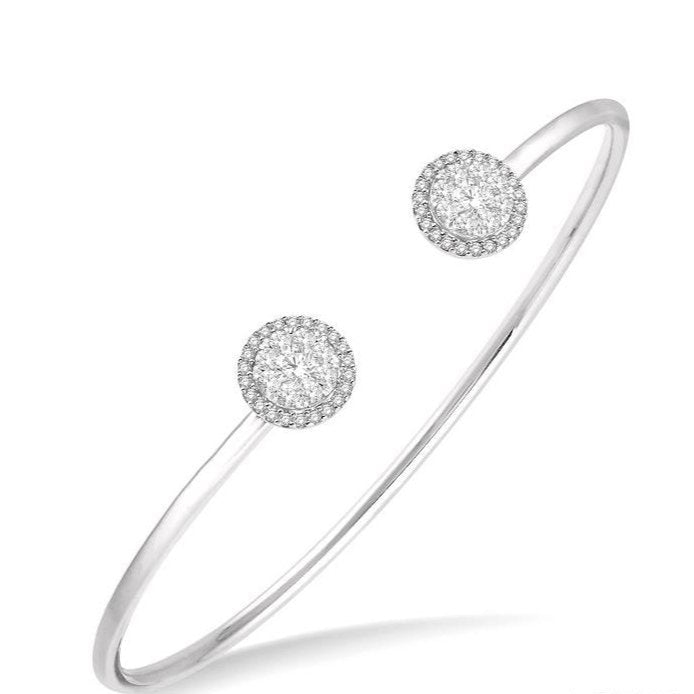 Parkplace Jewelers Stackable Round Shape Halo Lovebright Essential Diamond Open Cuff Bangle 7991HPPFVWG