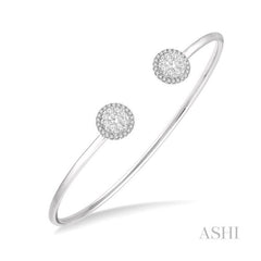 ASHI Stackable Round Shape Halo Lovebright Essential Diamond Open Cuff Bangle 7991HPPFVWG