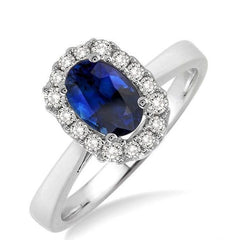 Parkplace Jewelers Oval Shape Gemstone & Halo Diamond Ring 42628PPFNSPWG