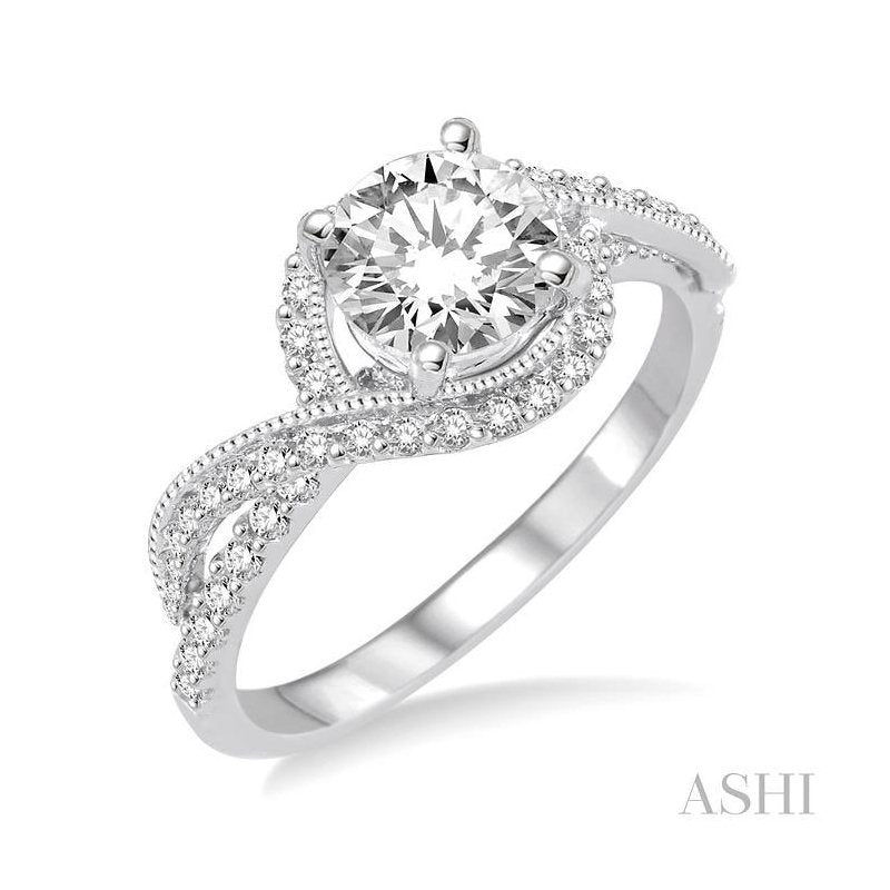 ASHI Round Shape Diamond Engagement Ring 201C2PPFHWG-LE