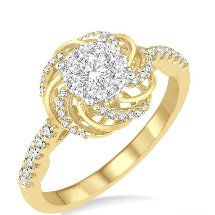 Parkplace Jewelers Round Shape Lovebright Diamond Flower Engagement Ring 124D3PPFVYW-LE