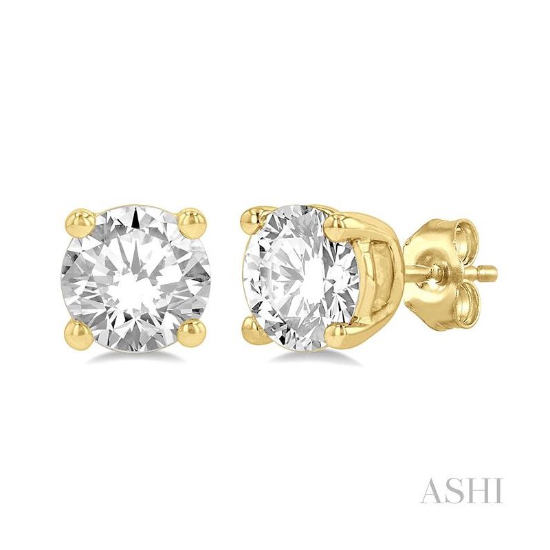 ASHI Round Shape Diamond Stud Earrings 66301PPFGERYG