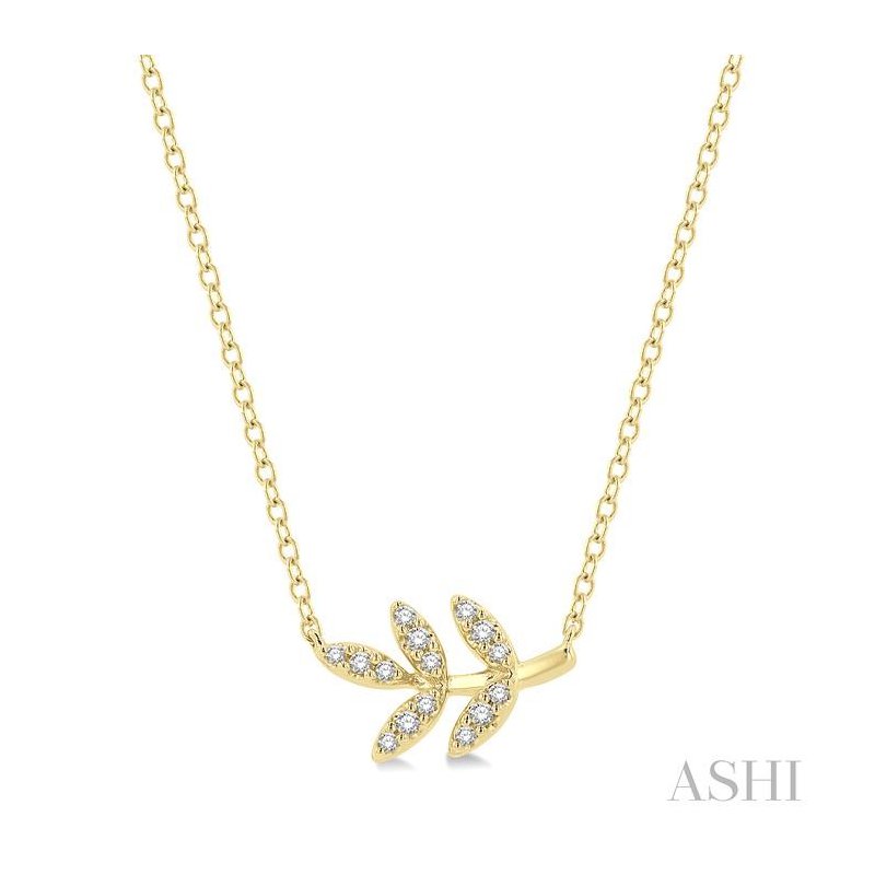 ASHI Leaf Petite Diamond Fashion Pendant 648B8PPTSPDYG