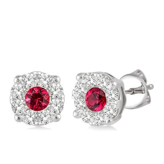 Parkplace Jewelers Round Shape Lovebright Gemstone & Diamond Earrings 58473PPFVERRBWG