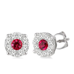 Parkplace Jewelers Round Shape Lovebright Gemstone & Diamond Earrings 58473PPFVERRBWG
