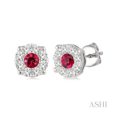 ASHI Round Shape Lovebright Gemstone & Diamond Earrings 58473PPFVERRBWG