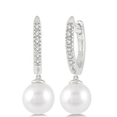 Parkplace Jewelers Pearl & Petite Diamond Huggie Fashion Earrings 556A8PPFSERWPWG