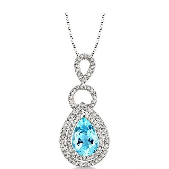 Parkplace Jewelers Pear Shape Gemstone & Halo Diamond Pendant 60835PPFNPDAQWG