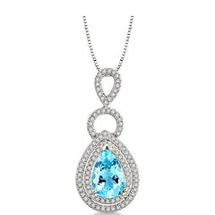 Parkplace Jewelers Pear Shape Gemstone & Halo Diamond Pendant 60835PPFNPDAQWG