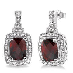 Parkplace Jewelers Silver Cushion Shape Gemstone & Diamond Earrings 88108PPSSGTSLER