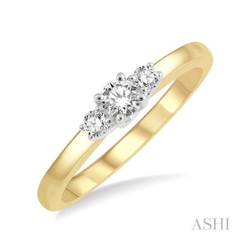 ASHI Round Shape Past Present & Future Diamond Engagement Ring 30416PPFGYW