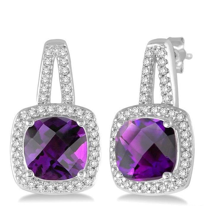 Parkplace Jewelers Cushion Shape Gemstone & Halo Diamond Earrings 61146PPTSERAMWG