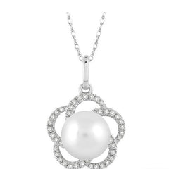 Parkplace Jewelers Flower Pearl & Diamond Pendant 56788PPFSPDWPWG