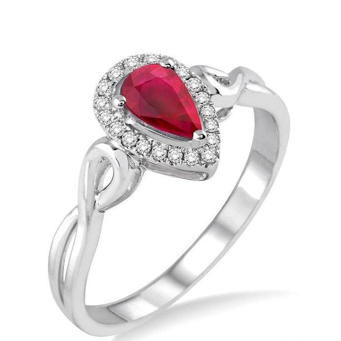 Parkplace Jewelers Pear Shape Gemstone & Halo Diamond Ring 40948PPFSRBWG