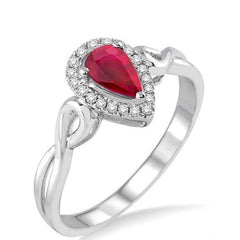 Parkplace Jewelers Pear Shape Gemstone & Halo Diamond Ring 40948PPFSRBWG