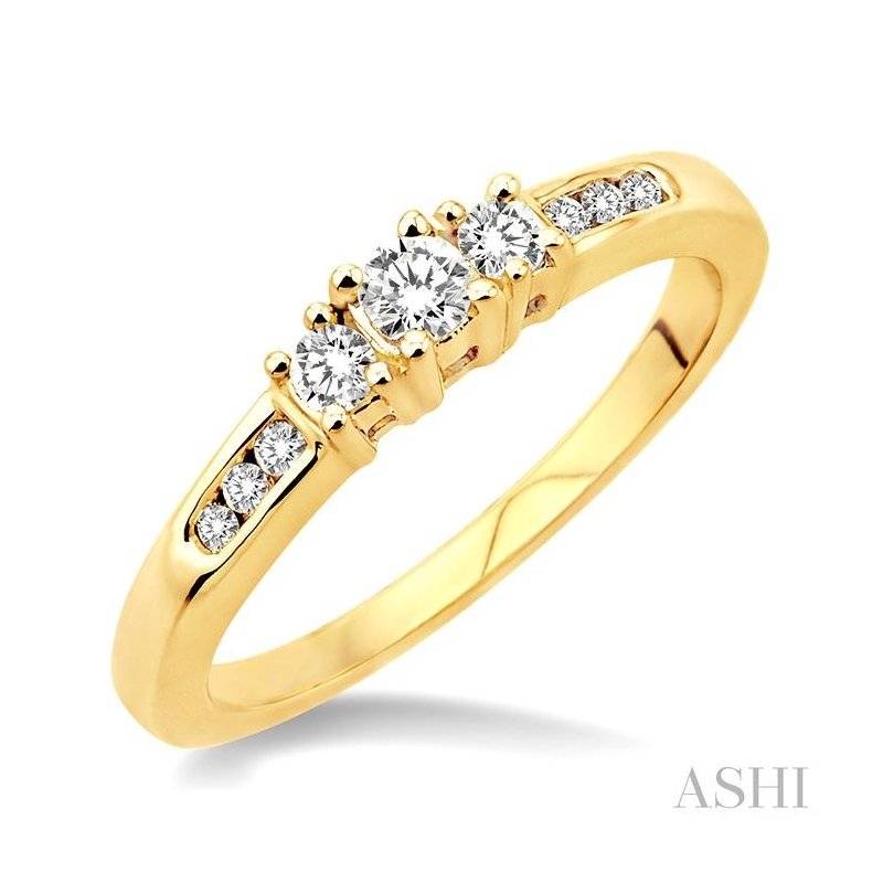 ASHI Round Shape Past Present & Future Diamond Engagement Ring 24206PPTXYG-LE