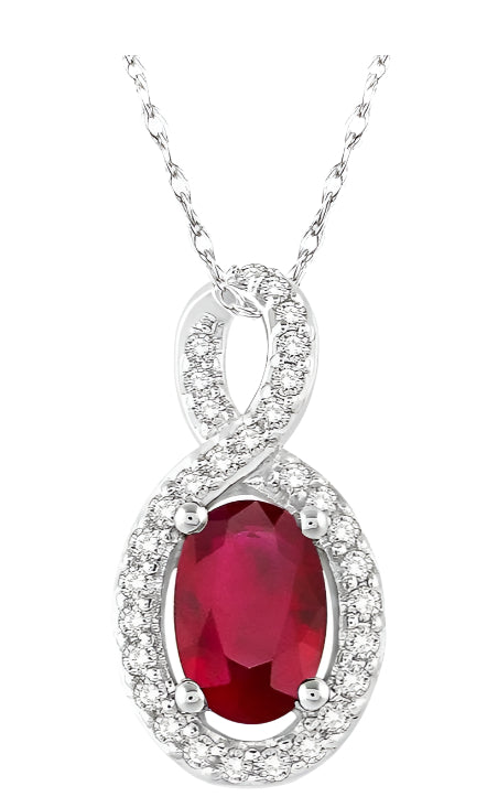 Parkplace Jewelers Oval Shape Gemstone & Halo Diamond Pendant 58508PPFSPDRBWG