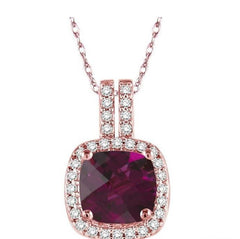 Parkplace Jewelers Cushion Shape Gemstone & Halo Diamond Pendant 61827PPFNPDRHPG