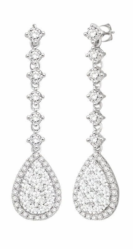 Parkplace Jewelers Pear Shape Halo Lovebright Diamond Long Earrings 912D1PPFVERWG