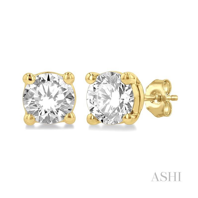 ASHI Round Shape Diamond Stud Earrings 66303PPFGERYG