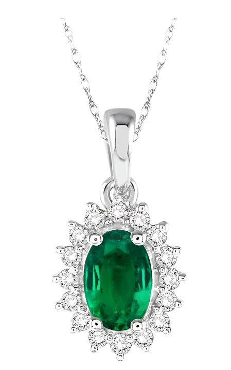 Parkplace Jewelers Oval Shape Gemstone & Halo Diamond Pendant 58568PPTXPDEMWG