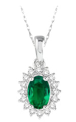 Parkplace Jewelers Oval Shape Gemstone & Halo Diamond Pendant 58568PPTXPDEMWG