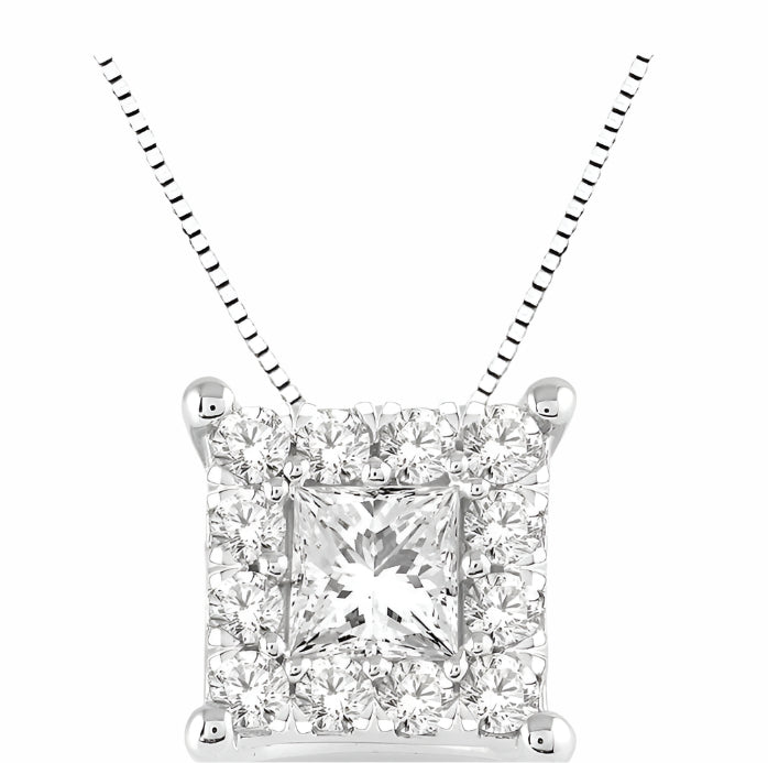 Parkplace Jewelers Princess Shape Halo Lovebright Diamond Pendant 98442PPFVPDWG