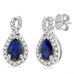 Parkplace Jewelers Pear Shape Gemstone & Halo Diamond Earrings 58368PPFNERSPWG