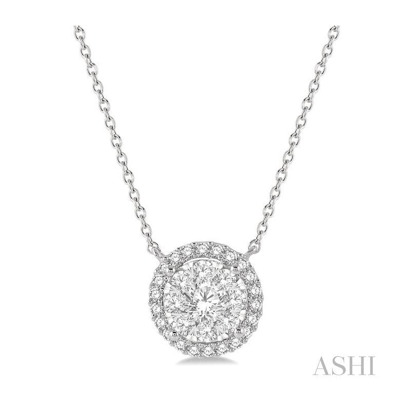 ASHI Round Shape Halo Lovebright Essential Diamond Pendant 9965VPPFVNKWG