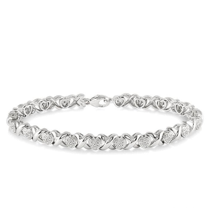 Parkplace Jewelers Silver Heart Shape Diamond Bracelet 85278PPSSSLTB