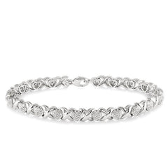 Parkplace Jewelers Silver Heart Shape Diamond Bracelet 85278PPSSSLTB