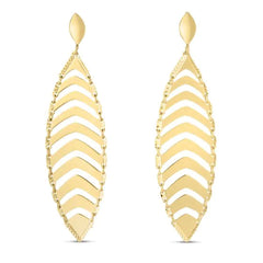 Yellow Gold Diamond Cut/ Textured Drop Earrings Earring